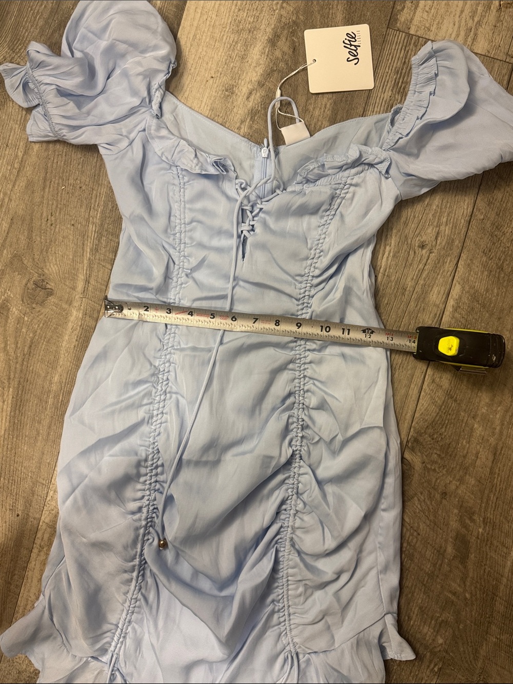 Selfie Leslie Light Blue Ruched Ruffle Sundress - Picture 5 of 8